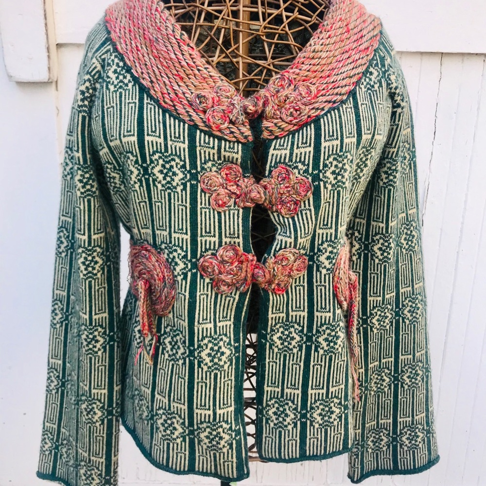 Green/Red vintage wool sweater.